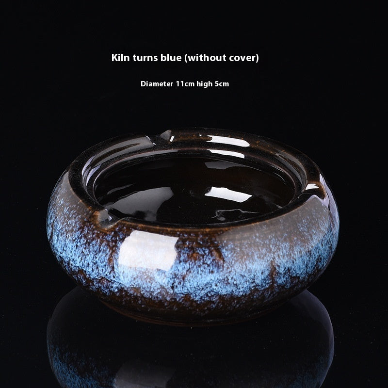 Ge Kiln Ceramics Ashtray Simple Windproof Anti-fly With Cover