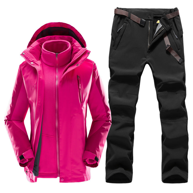 Outdoor Padded Warm Hiking Pants Punching Jacket 3-in-1 Set