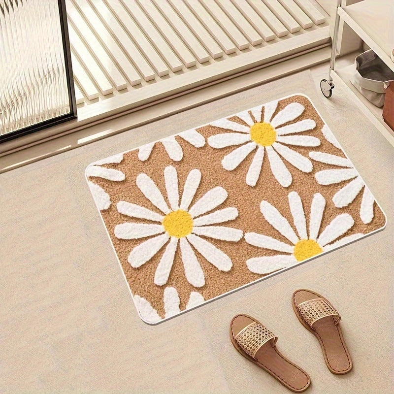 Cashmere-like Floor Mat Cross-border Flower Home Bathroom Non-slip Floor Mat