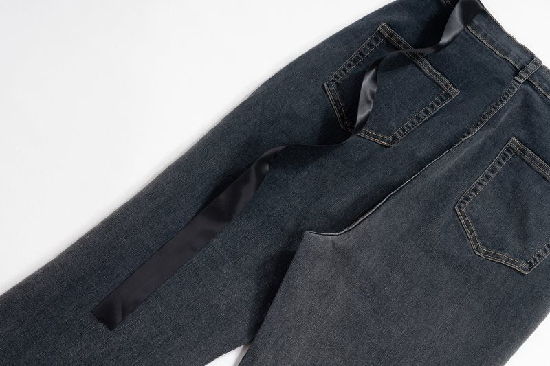 High Street Casual Solid Color Gradient Yellow Mud Dyed Vintage Washed Personality Flared Casual Pants