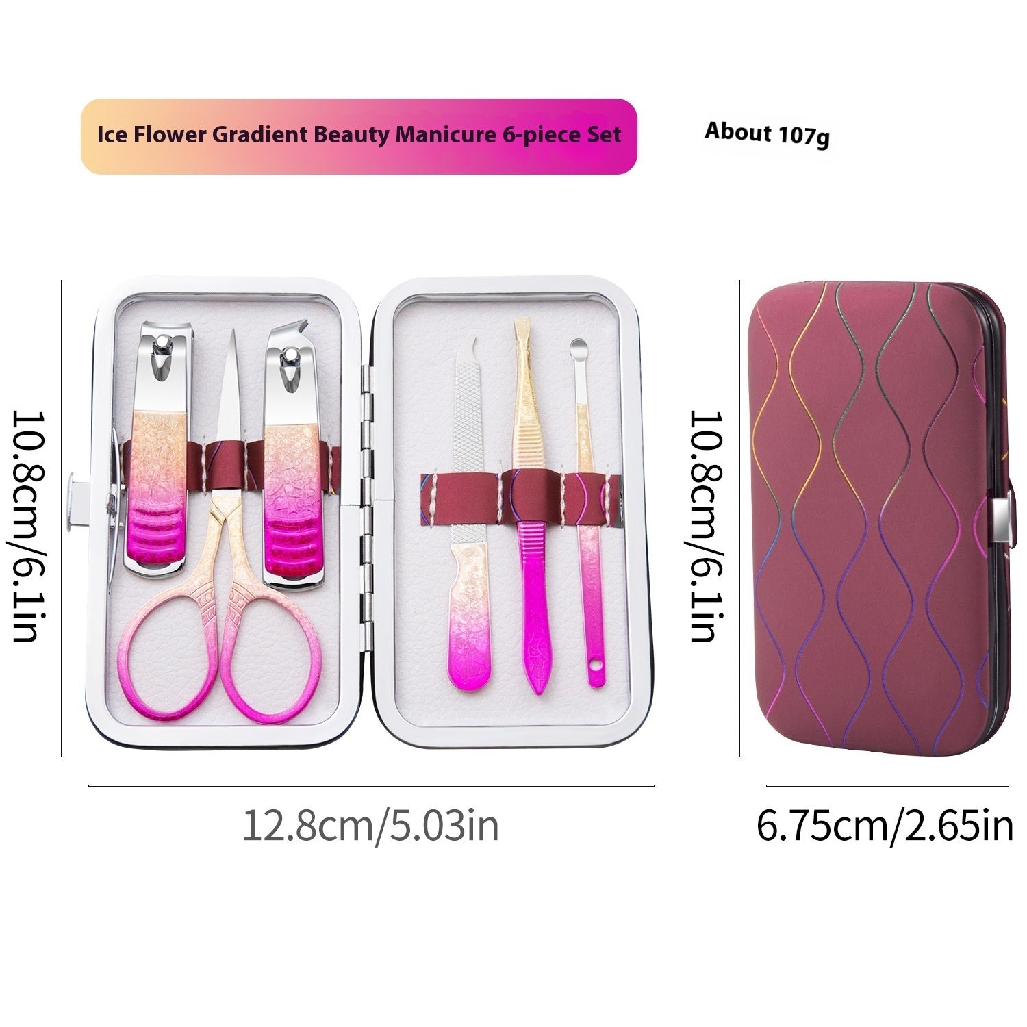 Gradient Color Nail Clippers Suit Stainless Steel Nail Clippers Cuticle Nipper