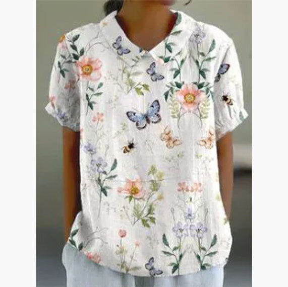 Women's Loose Printed Crew Neck Top