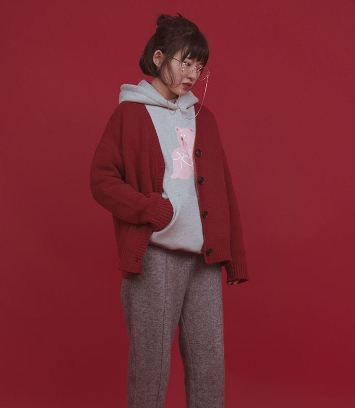 Fun Illustration Sweater Cardigan Coat