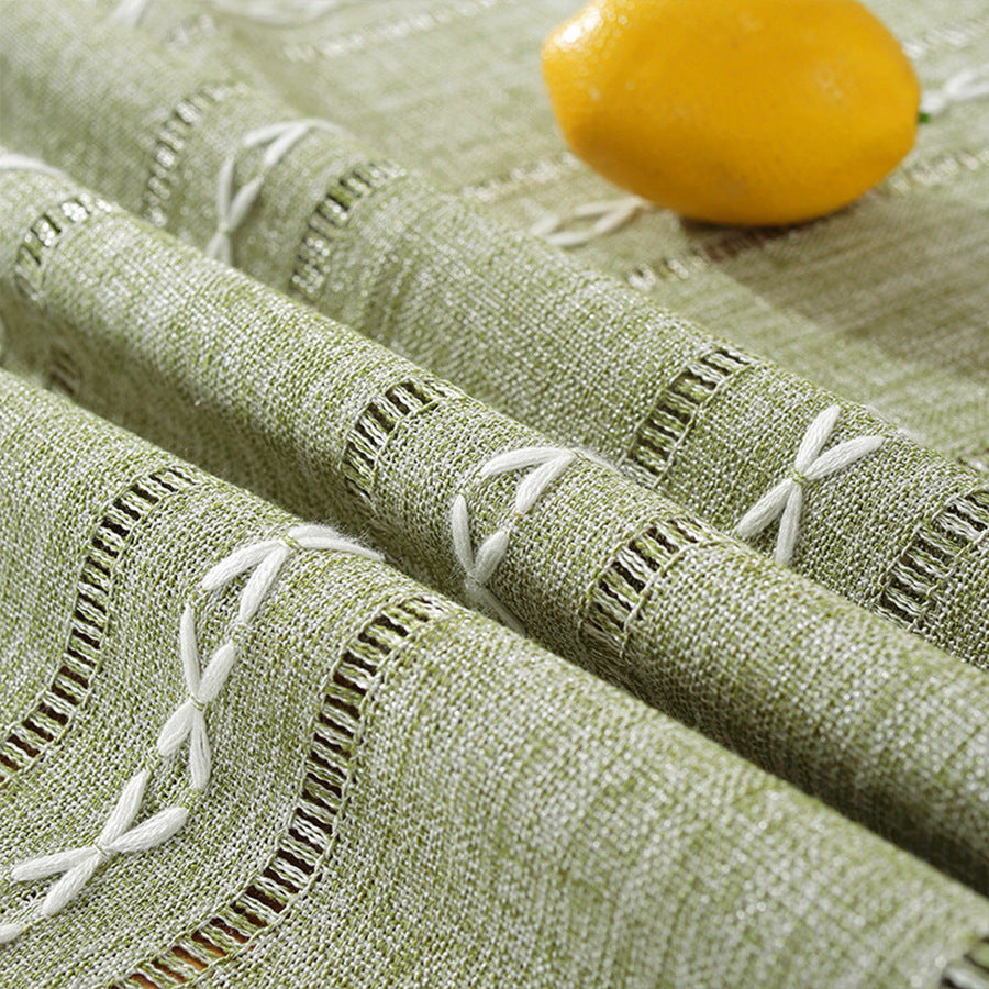 Cotton Linen Tablecloth Solid Color Hollow Striped Design Cover Cloth