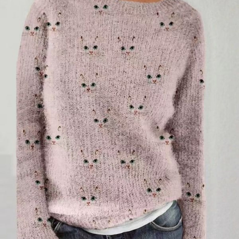 Women's Loose Printed Fleece Pullover Autumn And Winter Outer Wear