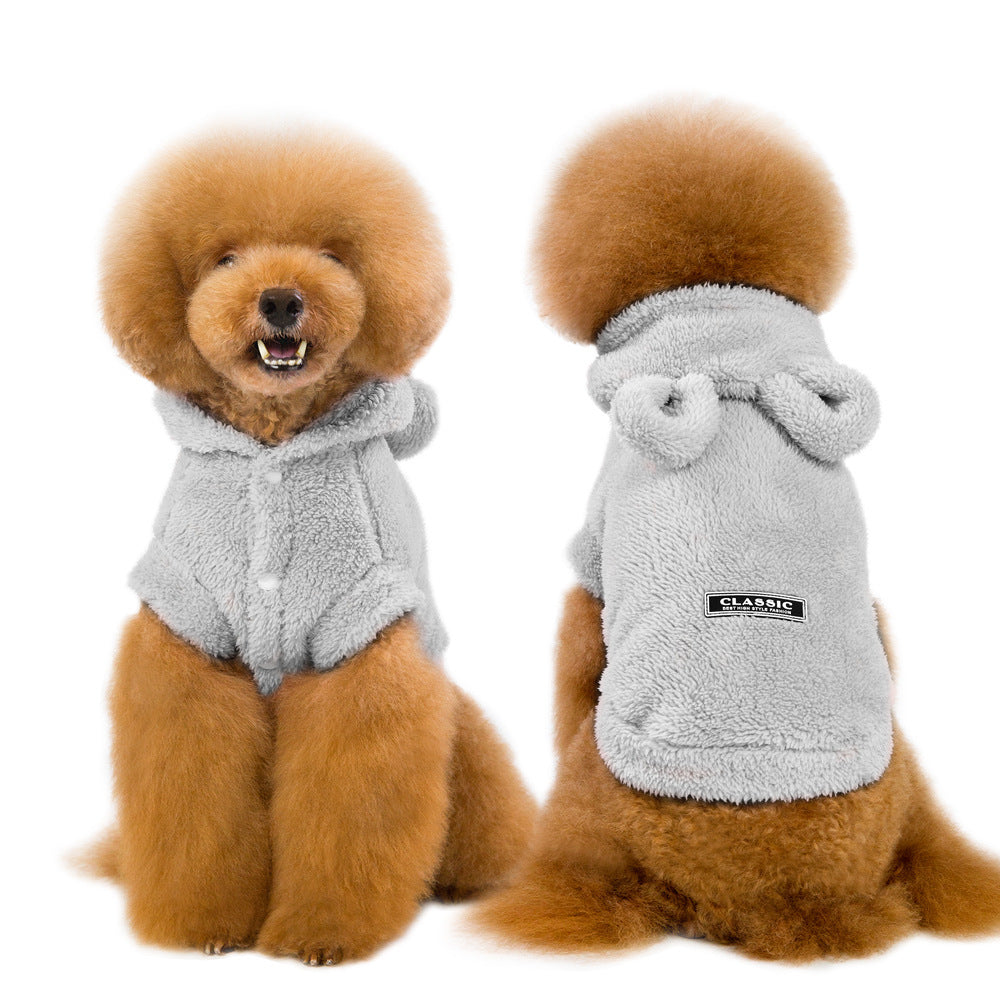 Small dog warm cartoon warm clothes