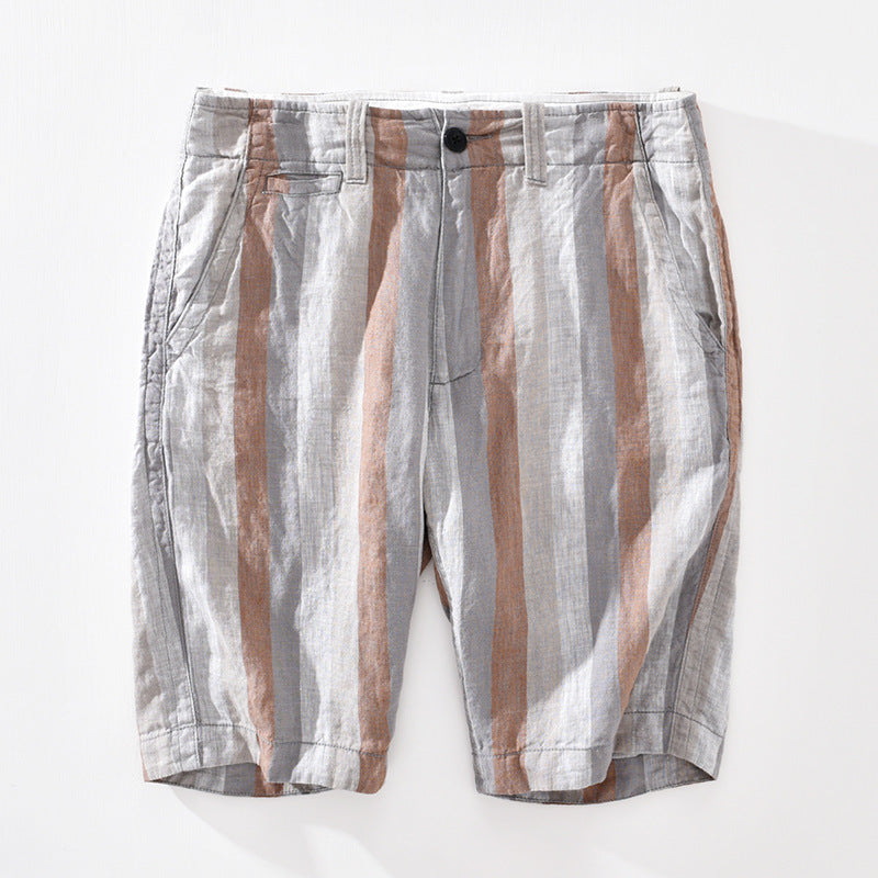 Men's Straight Loose Cotton And Linen Casual Shorts