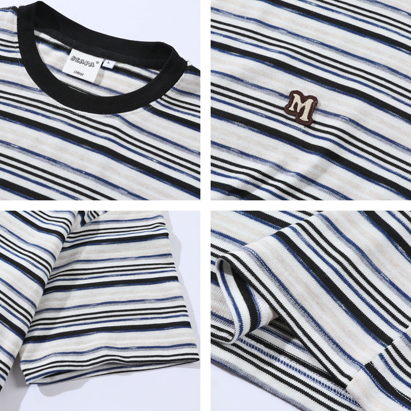 Men's Striped Loose Artistic Youth Fresh T-shirt
