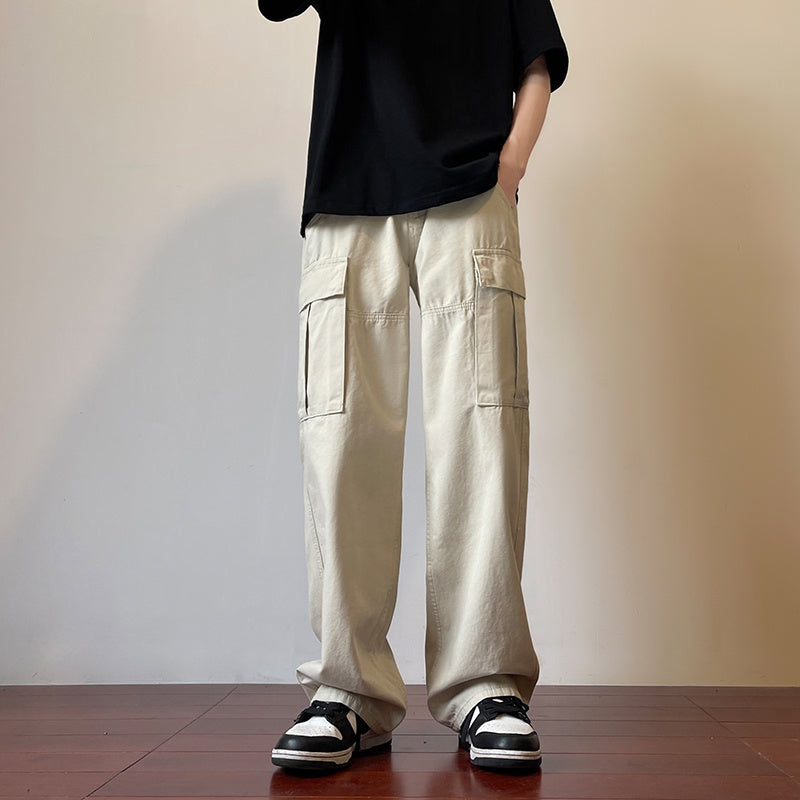 High Street Men Straight Loose Wide Leg Pants