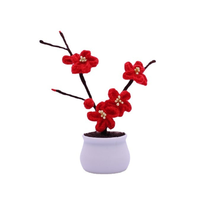Handmade Potted Plum Blossom Emulational Flower Decoration