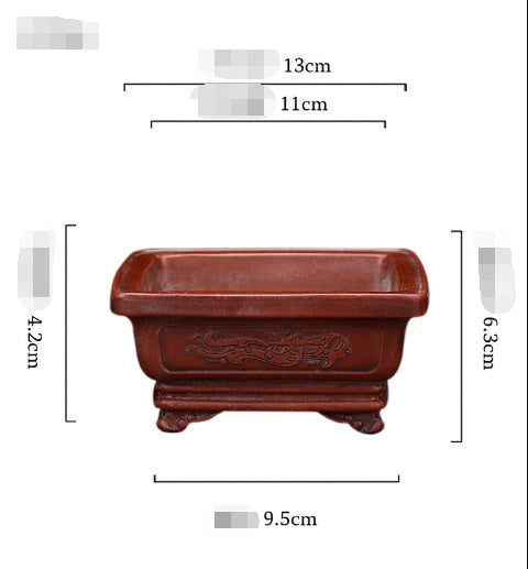 Purple Sand Flowerpot Small Size Antique Square Desktop Bonsai