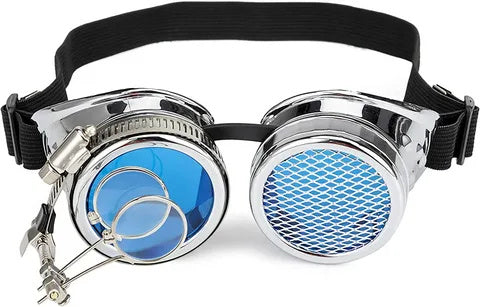 Steam Punk Goth Goggles Mesh Lens With Magnifying Glass Decoration