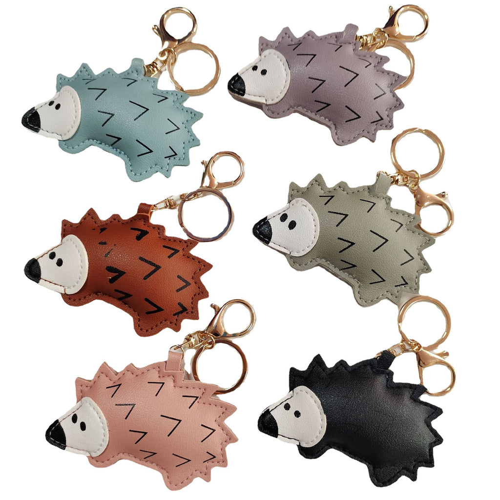 Creative Little Hedgehog PU Leather Keychain Pendant