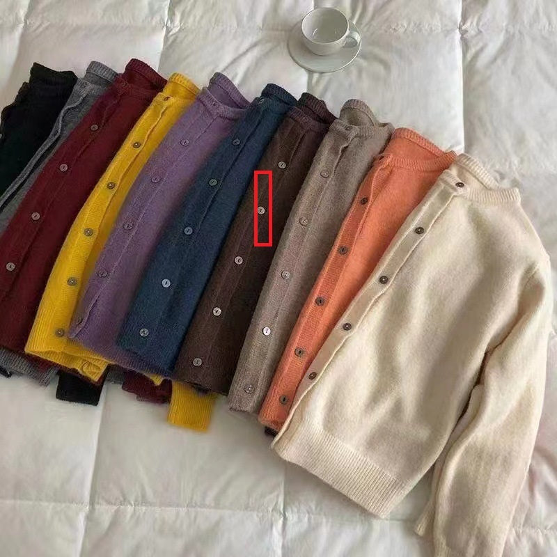 Fashion Round Neck Knitted Cardigan Loose-fitting Outerwear Sweater Coat