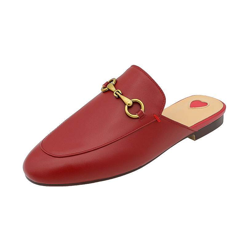 Horsebit Baotou Half Slippers Women's Outer Wear Leather Sandals