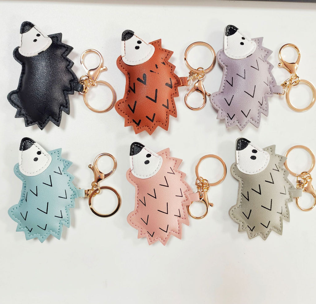 Creative Little Hedgehog PU Leather Keychain Pendant