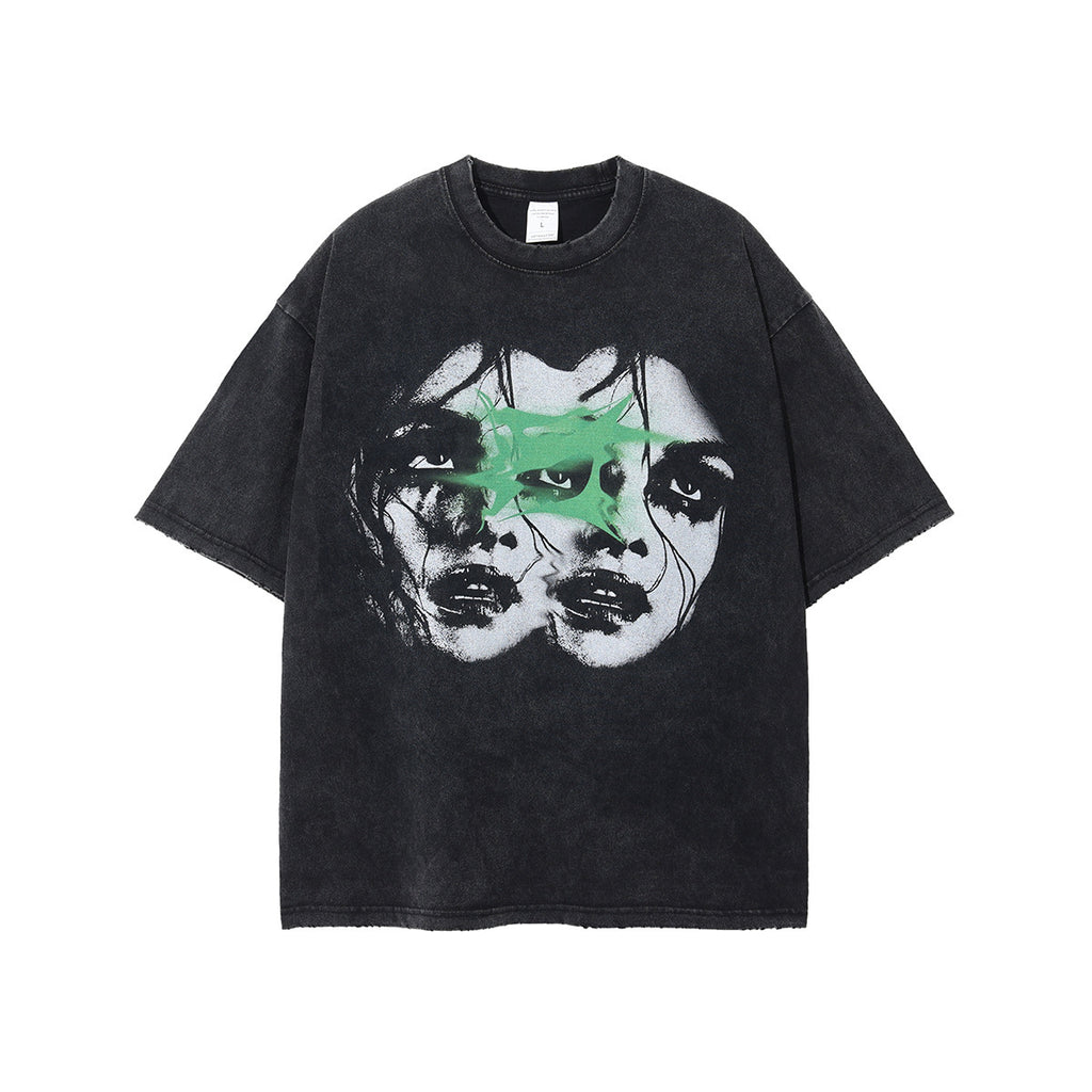 Graffiti Print Retro Loose Short Sleeve