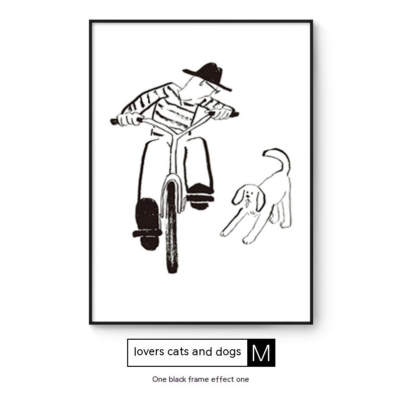 Cat And Dog Abstract Style Decorative Painting Interesting Art Style