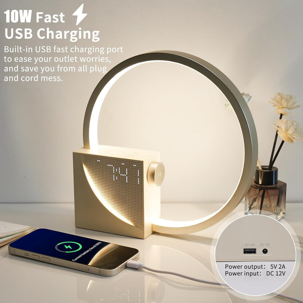 Alarm Clock White Noise 5V2A USB Charging Touch Small Night Lamp