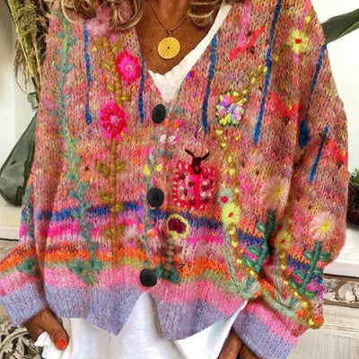 Christmas Abstract Printing Cloak Coat Cardigan Sweater