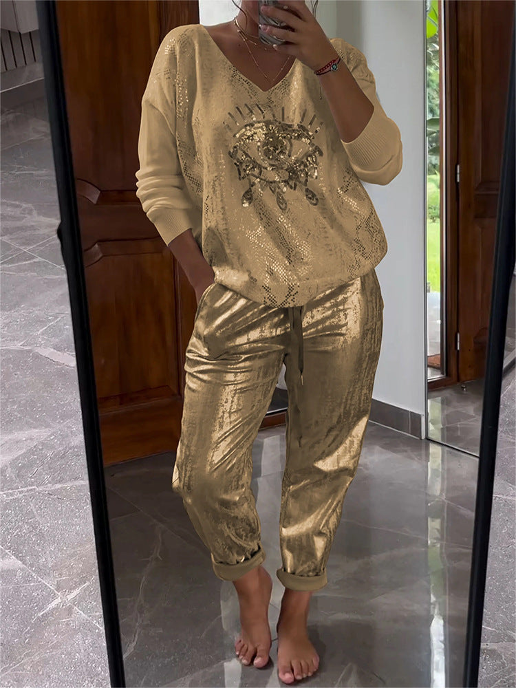 Evil Eye Bronzing Top And Trousers Suit