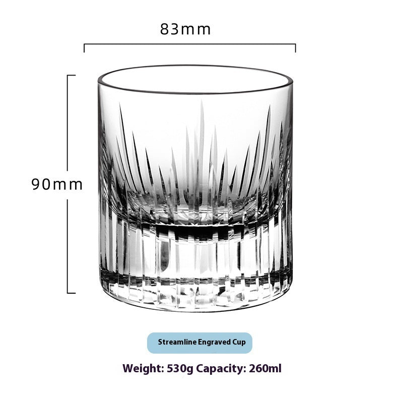 Whiskey Crystal Glass Handmade Fine Carved Wine Glass Ice Hockey Wide Mouth Light Luxury Shot Glass