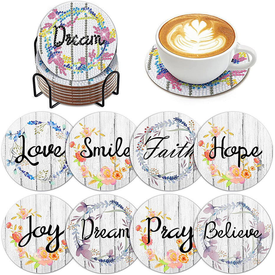 8-piece DIY Diamond Painting Coaster With Cup Holder