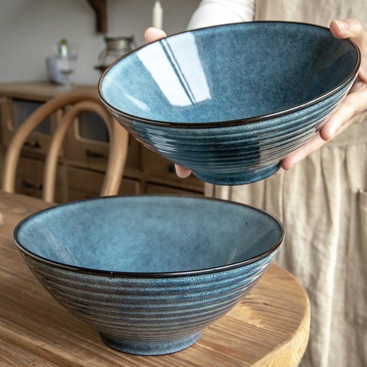 Bamboo Hat Ramen Bowl Ceramic Large Soup Slightly Flaw