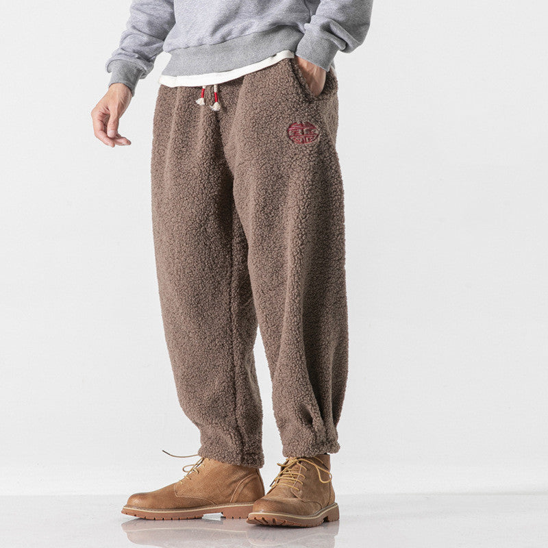 Chinese Style Men's Casual Retro Thick Lamb Wool