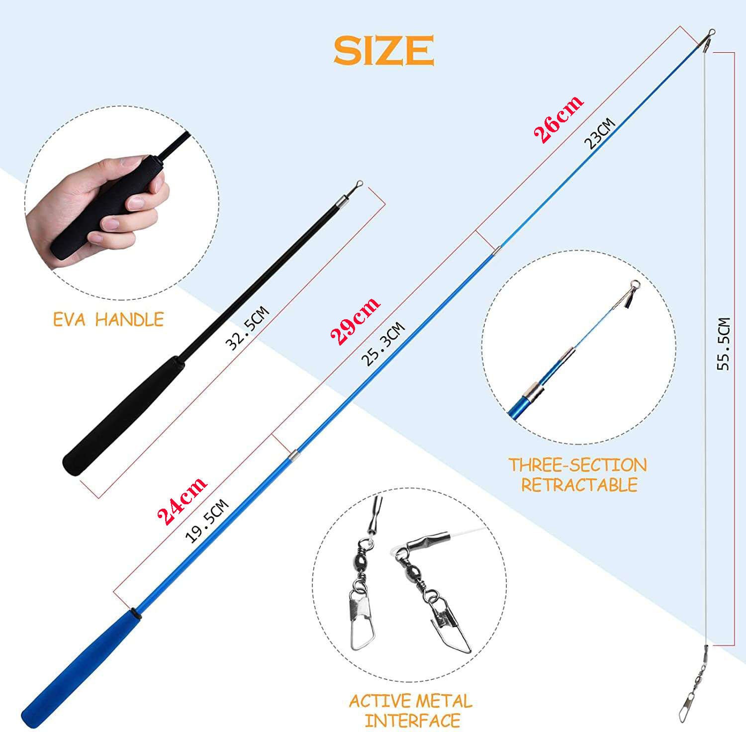 Cat Toy Cat Teaser Feather Handheld Three Sections Fishing Rod Suit