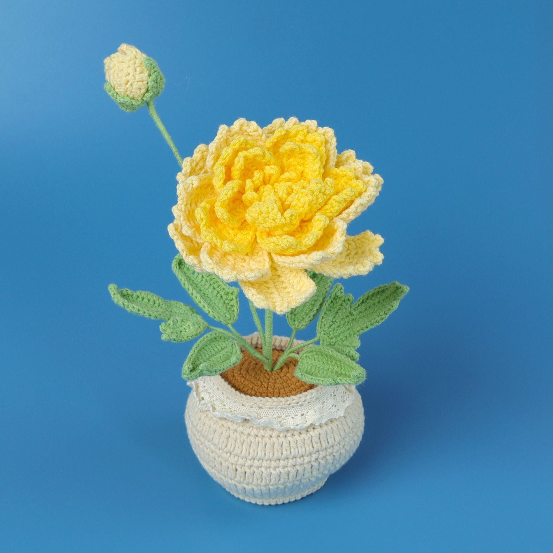 Finished Handmade Wool Woven Home Decoration Tulip Potted Plant