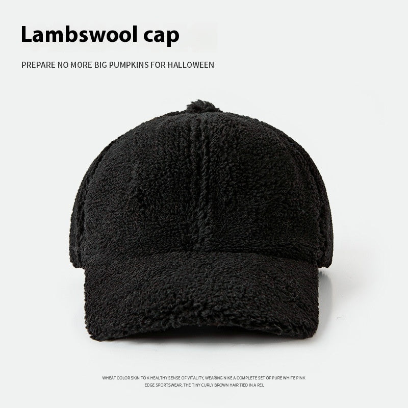 Lamb Wool Hat For Women Plush Peak Cap