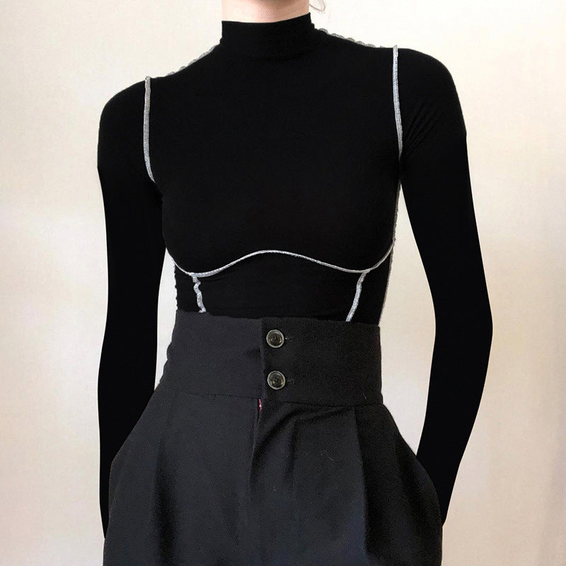 Chest-shaped Stitching Sexy Hot Girl Knitted Top