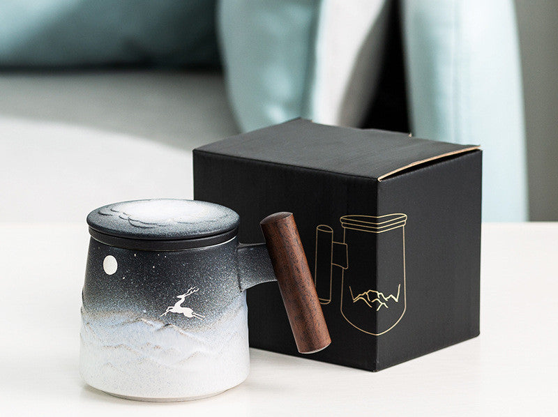 Filter Tea Cup with Lid Office Tea Cup