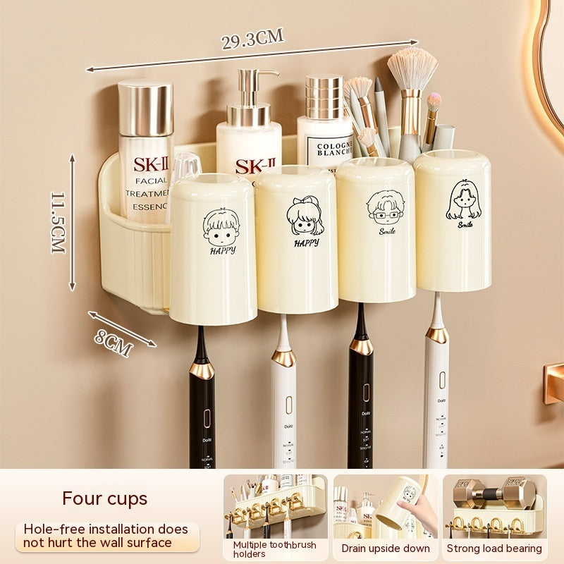 Bathroom Rack Punch-free Wall-mounted Toothbrush Cup Rack