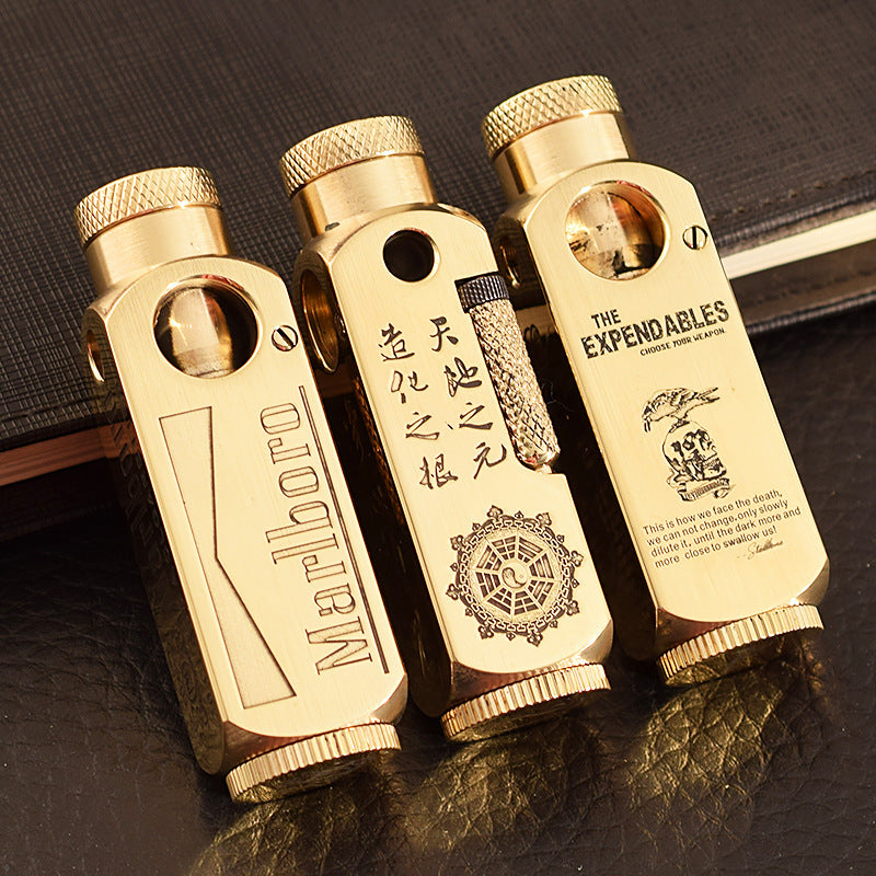 Heavy Duty Trench Shaped Brass Lighter Laser Engraving