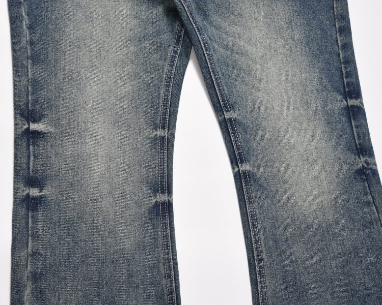 European And American Three-dimensional Cut Casual Pants Wide Leg Distressed Slightly Flared Pleated Jeans