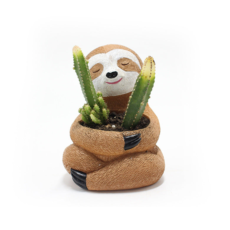 Hug Sloth Flower Pot Resin Craft Landscape Furnishing Articles Balcony Garden Planting Decorations