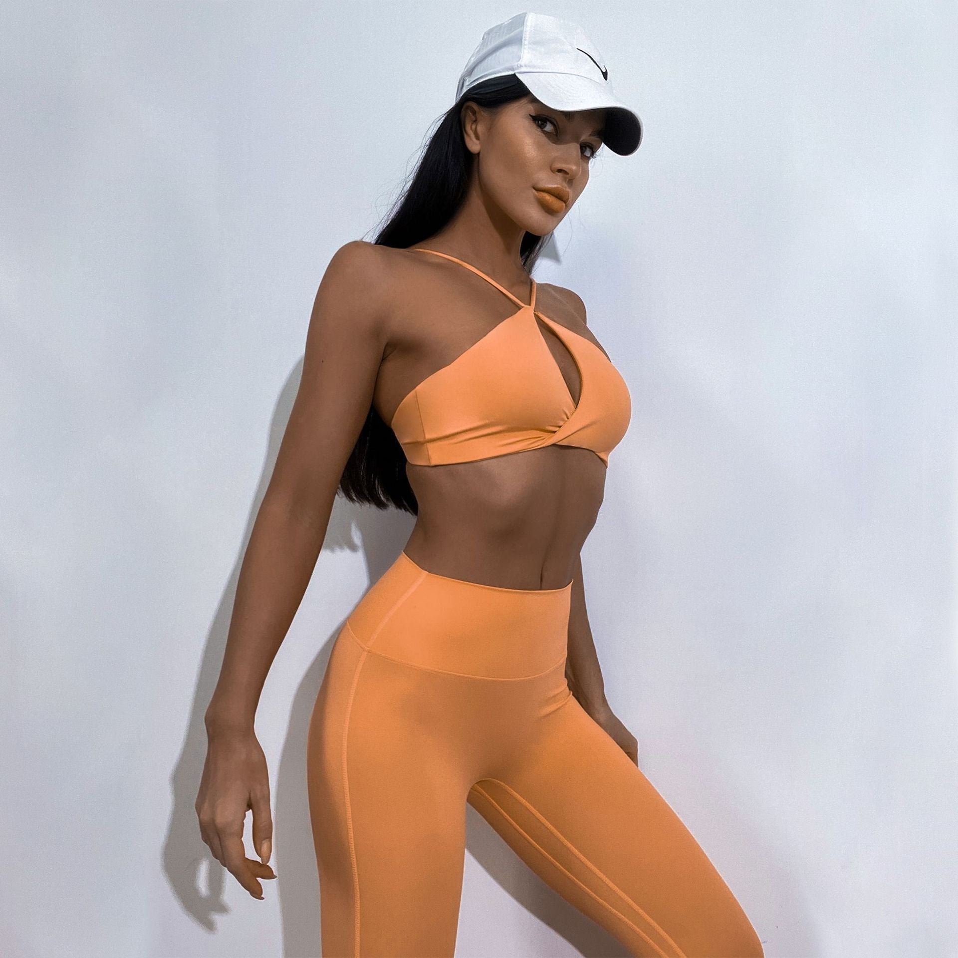 Irregular Hip Lifting Pleated Trousers Yoga Suit