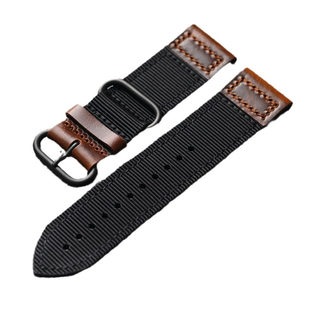 Handmade Double Layer Nylon Watchband Fit Genuine Leather Wear-resisting