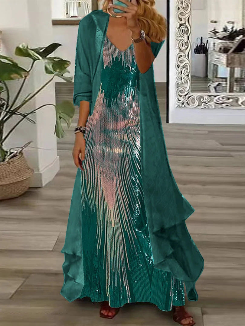 European And American Vacation Spaghetti Straps Long Skirt Indian Style Large Swing Skirt Two-piece Set