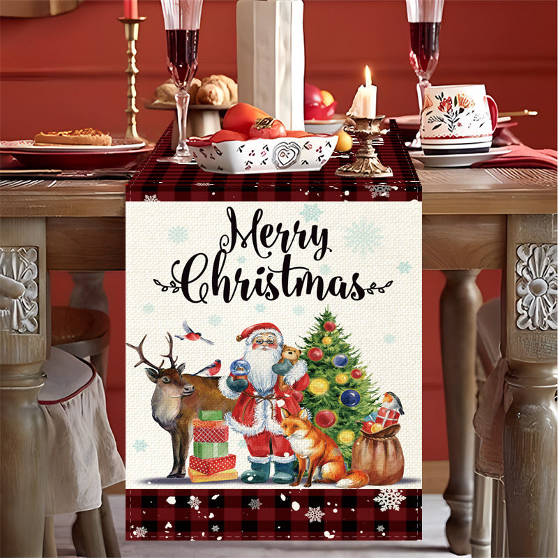 Christmas Snowman Santa Claus Creative Tablecloth