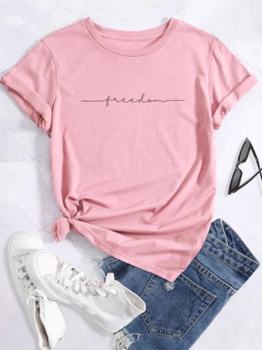 European And American Digital Printing Casual Round Neck T-shirt