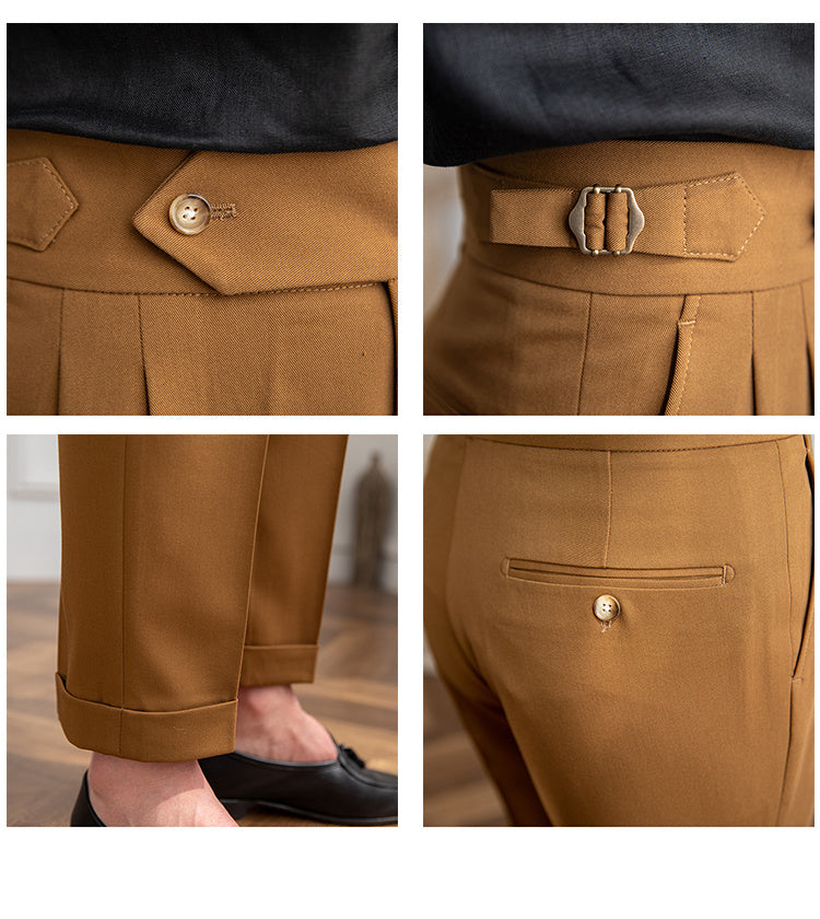 Retro Casual High Thin Non-ironing Straight-leg Trousers Men