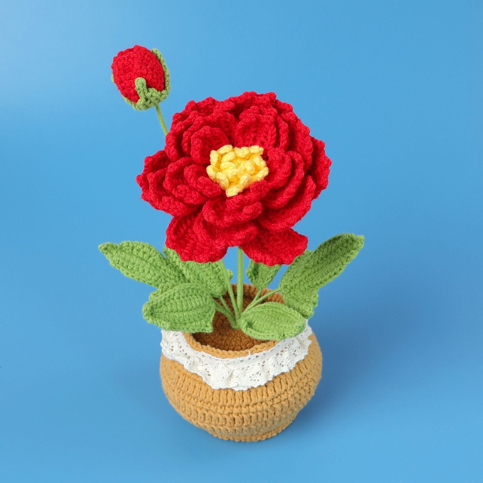 Finished Handmade Wool Woven Home Decoration Tulip Potted Plant