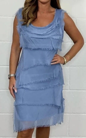 Design Casual A- Line Solid Color Dress