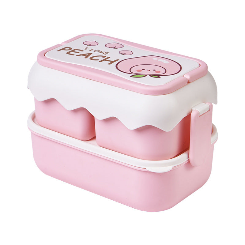Women's Fashion Simple Cute Double-layer Large Capacity Lunch Box