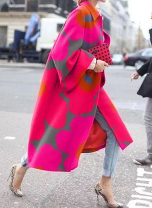 Flared sleeve coat printed loose windbreaker