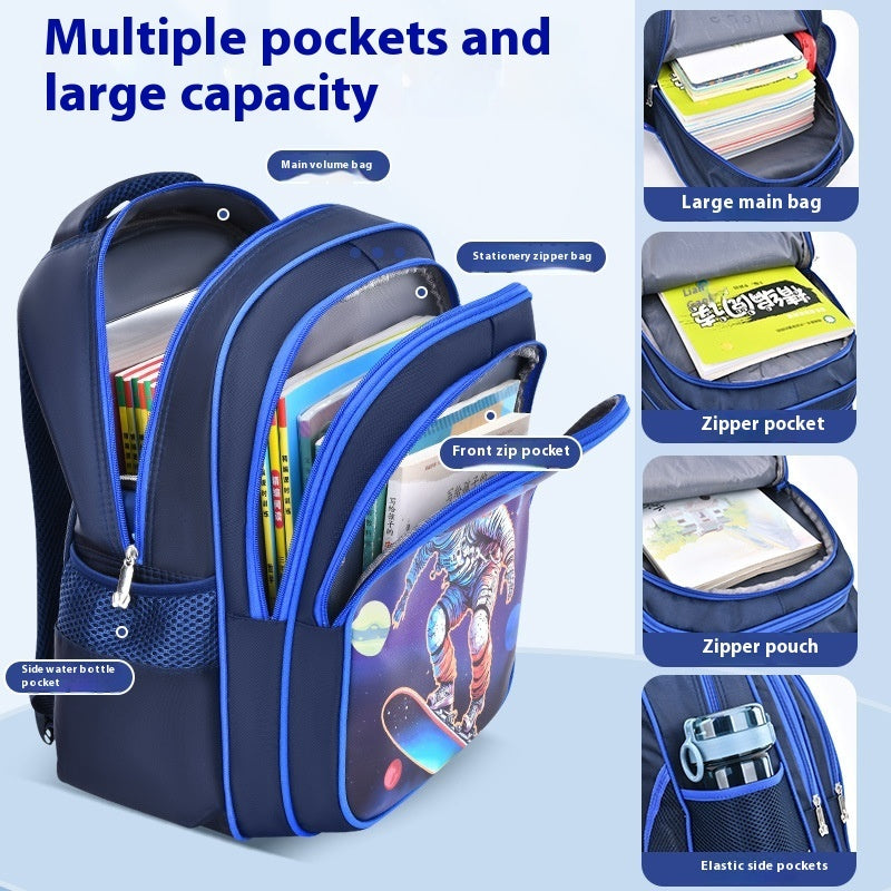 Astronaut Schoolbag Boy Double Shoulders Backpack Grade 3-4