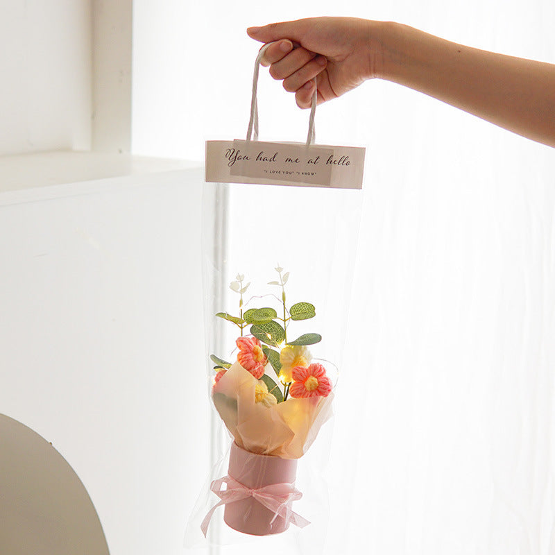 Handmade Crochet Puff Flower Night Light Handbag